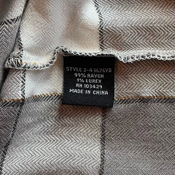 Intro Taupe & Cream with Gold Strands Plaid Button Down Shirt L - Picture 7 of 9